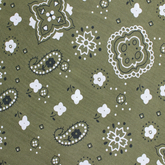 Medium-Weight Cotton Material—Print Bandana— Cotton Broadcloth— Olive Green Color—100% Cotton—Multi-Purpose—Available for Nationwide Shipping